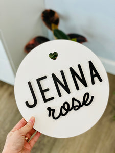 Personalized Circle Name Plank Sign (Version 2)