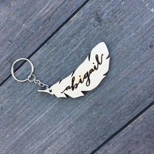 Personalized Feather Keychain