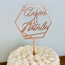 Load image into Gallery viewer, Personalized Hexagon Names Cake Topper, 5&quot;W (Version 2)
